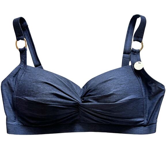 Artesands Navy Blue Melange Botticelli Twist C-DD Cup Bikini Top sz 16 NEW Tags - Picture 2 of 10